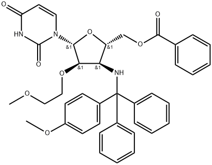 Uridine, 3'-deoxy-2'-O-(2-methoxyethyl)-3'-[[(4-methoxyphenyl)diphenylmethyl]amino]-, 5'-benzoate Structural