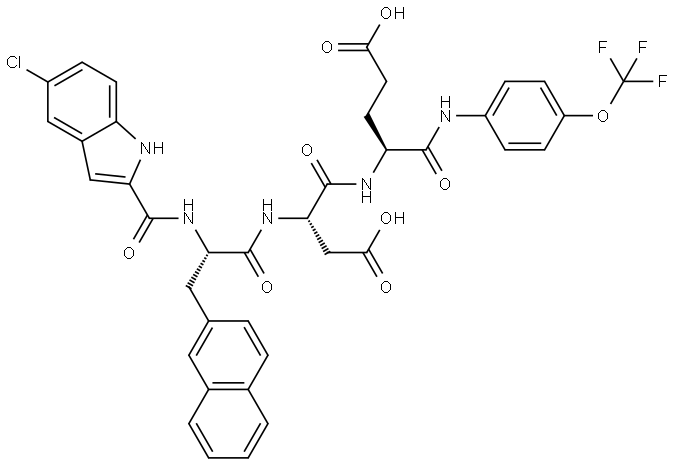 5-Chloroindole-2-carboxylic acid-2Nal-Asp-Glu-4-(Trifluoromethoxy)aniline Structural