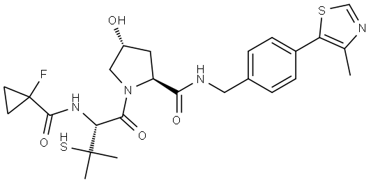 L-Prolinamide, N-[(1-fluorocyclopropyl)carbonyl]-3-mercapto-L-valyl-4-hydroxy-N-[[4-(4-methyl-5-thiazolyl)phenyl]methyl]-, (4R)- Structural