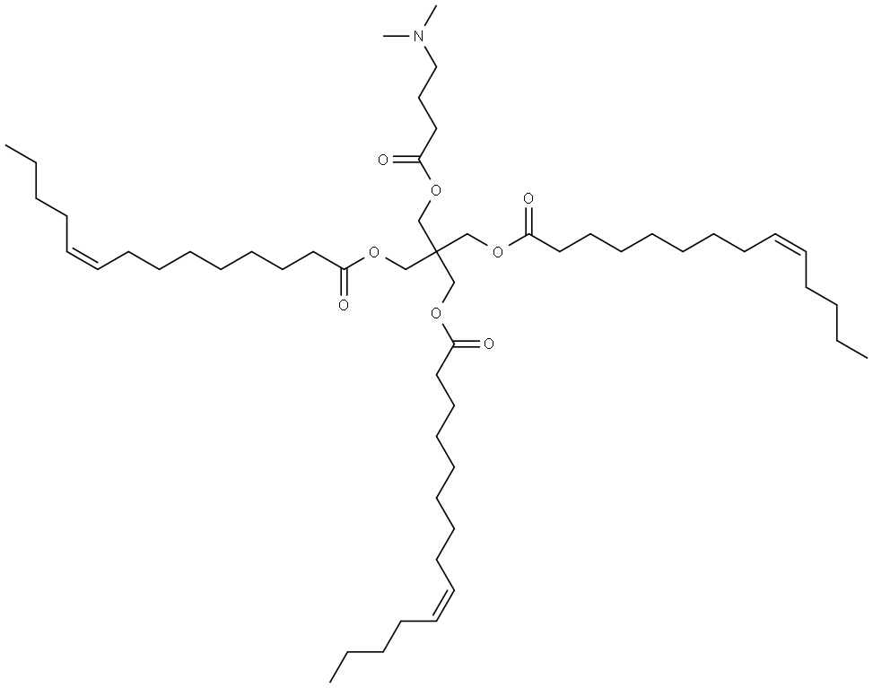 9-Tetradecenoic acid, 1,1′-[2-[[4-(dimethylamino)-1-oxobutoxy]methyl]-2-[[[(9Z)-1-oxo-9-tetradecen-1-yl]oxy]methyl]-1,3-propanediyl] ester, (9Z,9′Z)- Structural