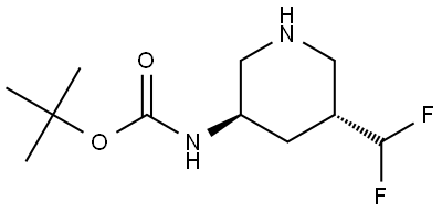 tert-butyl N-[(3R,5R)-5-(difluoromethyl)-3-piperidyl]carbamate Structural