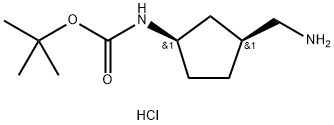 rac-tert-butyl N-[(1R,3S)-3-(aminomethyl)cyclopentyl]carbamate hydrochloride, cis Structural