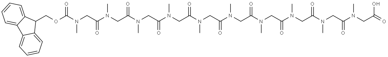 1-(9H-fluoren-9-yl)-4,7,10,13,16,19,22,25,28,31-decamethyl-3,6,9,12,15,18,21,24,27,30-decaoxo-2-oxa-4,7,10,13,16,19,22,25,28,31-decaazatritriacontan-33-oic acid Structural