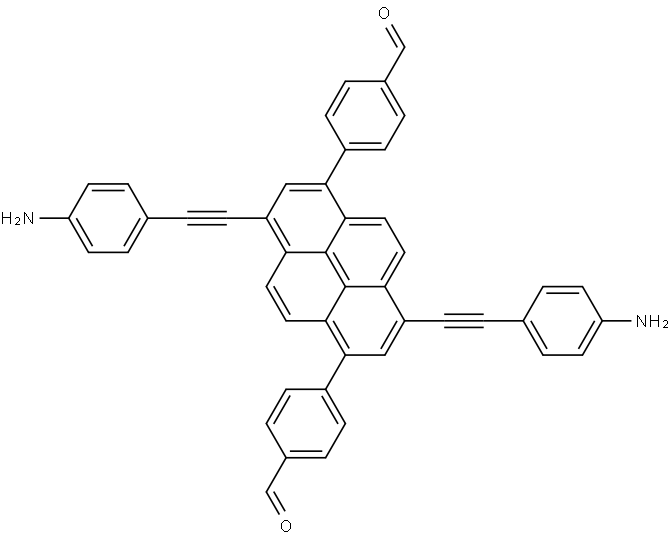 Benzaldehyde, 4,4′-[3,8-bis[2-(4-aminophenyl)ethynyl]-1,6-pyrenediyl]bis- Structural