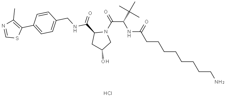 (2S,4R)-1-((S)-2-(9-aminononanamido)-3,3-dimethylbutanoyl)-4-hydroxy-N-(4-(4-methylthiazol-5-yl)benzyl)pyrrolidine-2-carboxamide hydrochloride Structural