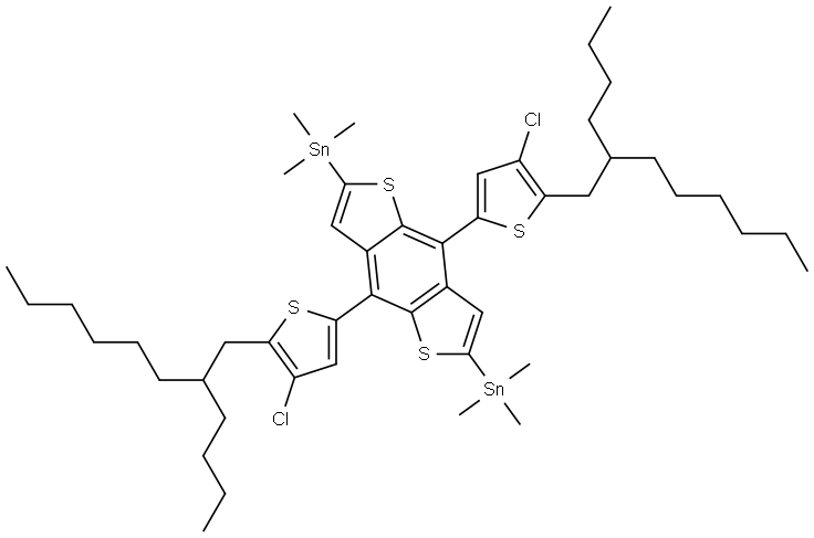Stannane, 1,1′-[4,8-bis[5-(2-butyloctyl)-4-chloro-2-thienyl]benzo[1,2-b:4,5-b′]dithiophene-2,6-diyl]bis[1,1,1-trimethyl- Structural