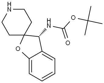 Carbamic acid, N-(3R)-spiro[benzofuran-2(3H),4′-piperidin]-3-yl-, 1,1-dimethylethyl ester Structural