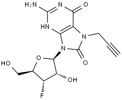 Guanosine, 3′-deoxy-3′-fluoro-7,8-dihydro-8-oxo-7-(2-propyn-1-yl)- Structural