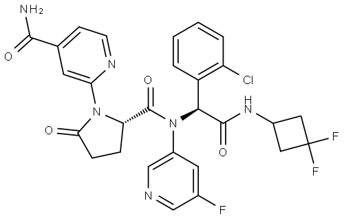 Glycinamide, 1-[4-(aminocarbonyl)-2-pyridinyl]-5-oxo-L-prolyl-2-(2-chlorophenyl)-N-(3,3-difluorocyclobutyl)-N2-(5-fluoro-3-pyridinyl)- Structural