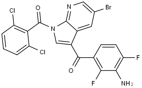 Methanone, [3-(3-amino-2,4-difluorobenzoyl)-5-bromo-1H-pyrrolo[2,3-b]pyridin-1-yl](2,6-dichlorophenyl)- Structural