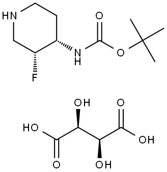 tert-butyl N-[(3R,4S)-3-fluoro-4-piperidyl]carbamate;(2S,3S)-2,3-dihydroxybutanedioic acid Structural