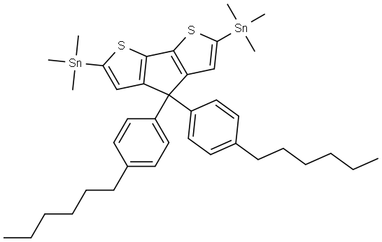 (4,4-Bis(4-hexylphenyl)-4H-cyclopenta[1,2-b:5,4-b']dithiophene-2,6-diyl)bis(trimethylstannane) Structural