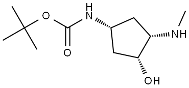 Carbamic acid, N-[(1R,3R,4S)-3-hydroxy-4-(methylamino)cyclopentyl]-, 1,1-dimethylethyl ester Structural