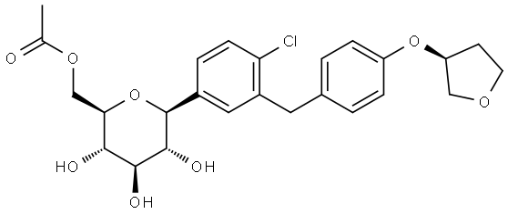 ((2R,3S,4R,5R,6S)-6-(4-chloro-3-(4-(((S)-tetrahydrofuran-3-yl)oxy)benzyl)phenyl)-3,4,5-trihydroxytetrahydro-2H-pyran-2-yl)methyl acetate Structural