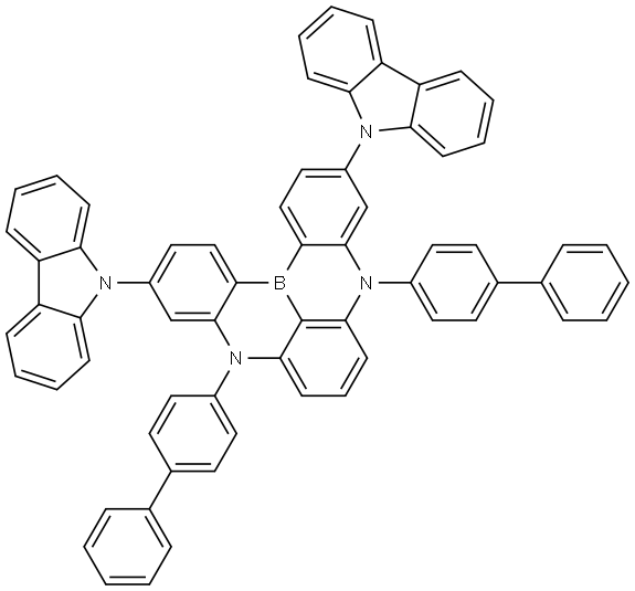 5H,9H-[1,4]Benzazaborino[2,3,4-kl]phenazaborine, 5,9-bis([1,1′-biphenyl]-4-yl)-3,11-di-9H-carbazol-9-yl- Structural