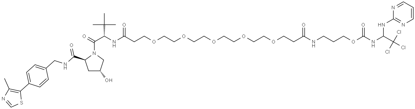 L-Prolinamide, 3-methyl-N′-[28,28,28-trichloro-1,19,25-trioxo-27-(2-pyrimidinylamino)-4,7,10,13,16,24-hexaoxa-20,26-diazaoctacos-1-yl]-L-valyl-4-hydroxy-N-[[4-(4-methyl-5-thiazolyl)phenyl]methyl]-, (4R)- Structural