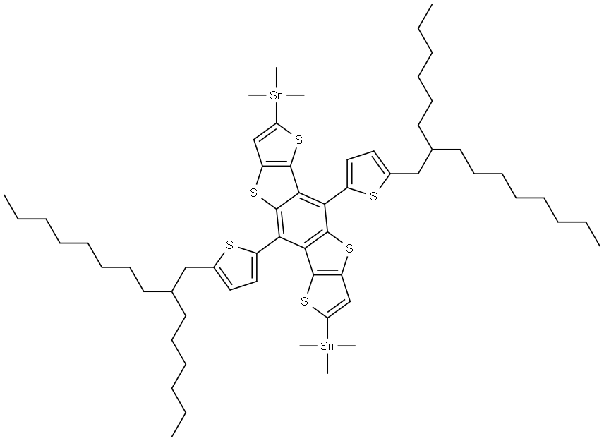 Stannane, 1,1′-[5,10-bis[5-(2-hexyldecyl)-2-thienyl]dithieno[2,3-d:2′,3′-d′]benzo[1,2-b:4,5-b′]dithiophene-2,7-diyl]bis[1,1,1-trimethyl- Structural