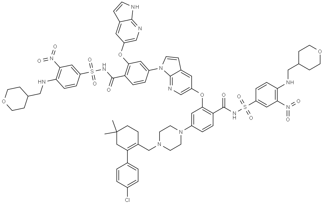 Benzamide, 4-[5-[5-[4-[[2-(4-chlorophenyl)-4,4-dimethyl-1-cyclohexen-1-yl]methyl]-1-piperazinyl]-2-[[[[3-nitro-4-[[(tetrahydro-2H-pyran-4-yl)methyl]amino]phenyl]sulfonyl]amino]carbonyl]phenoxy]-1H-pyrrolo[2,3-b]pyridin-1-yl]-N-[[3-nitro-4-[[(tetrahydro-2H-pyran-4-yl)methyl]amino]phenyl]sulfonyl]-2-(1H-pyrrolo[2,3-b]pyridin-5-yloxy)- Structural