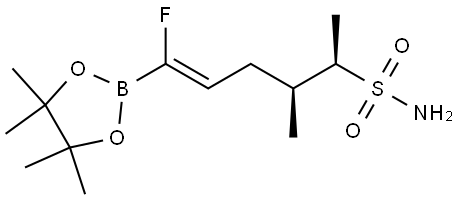 rel-(2R,3S,Z)-6-Fluoro-3-methyl-6-(4,4,5,5-tetramethyl-1,3,2-dioxaborolan-2-yl)hex-5-ene-2-sulfonamide Structural