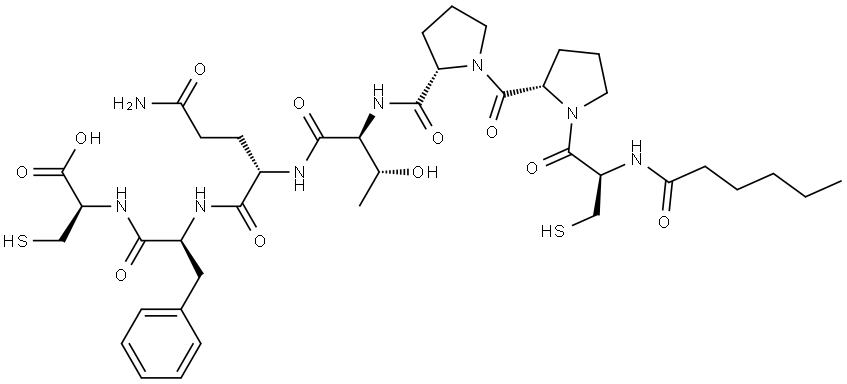 L-Cysteine, N-(1-oxohexyl)-L-cysteinyl-L-prolyl-L-prolyl-L-threonyl-L-glutaminyl-L-phenylalanyl- Structural