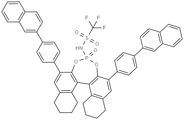 N-[(11bR)-(2,6-Bis(4-(naphthalen-2-yl)phenyl)-4-oxido-8,9,10,11,12,13,14,15-octahydrodinaphtho[2,1-d:1',2'-f][1,3,2]dioxaphosphepin-4-yl)]-1,1,1-trifluoromethanesulfonamide Structural