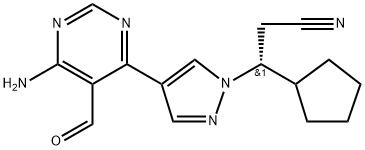 1H-Pyrazole-1-propanenitrile, 4-(6-amino-5-formyl-4-pyrimidinyl)-β-cyclopentyl-, (βR)-