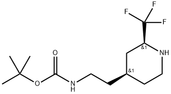 rac-tert-butyl
N-{2-[(2R,4R)-2-(trifluoromethyl)piperidin-4-yl]ethy
l}carbamate Structural