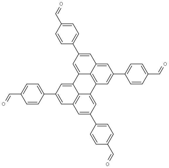 Benzaldehyde, 4,4′,4′′,4′′′-(2,5,8,11-perylenetetrayl)tetrakis- Structural