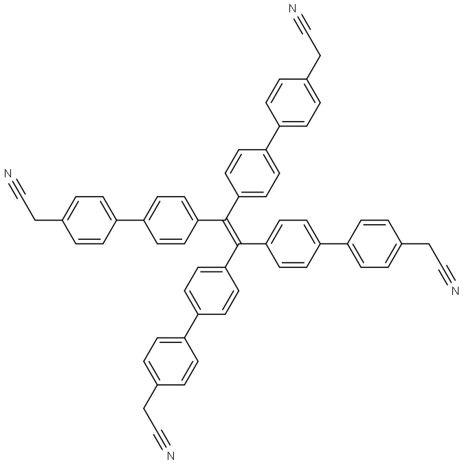 [1,1′-Biphenyl]-4-acetonitrile, 4′,4′′′,4′′′′′,4′′′′′′′-(1,2-ethenediylidene)tetrakis- Structural