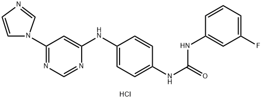 Urea, N-(3-fluorophenyl)-N'-[4-[[6-(1H-imidazol-1-yl)-4-pyrimidinyl]amino]phenyl]-, hydrochloride (1:1) Structural