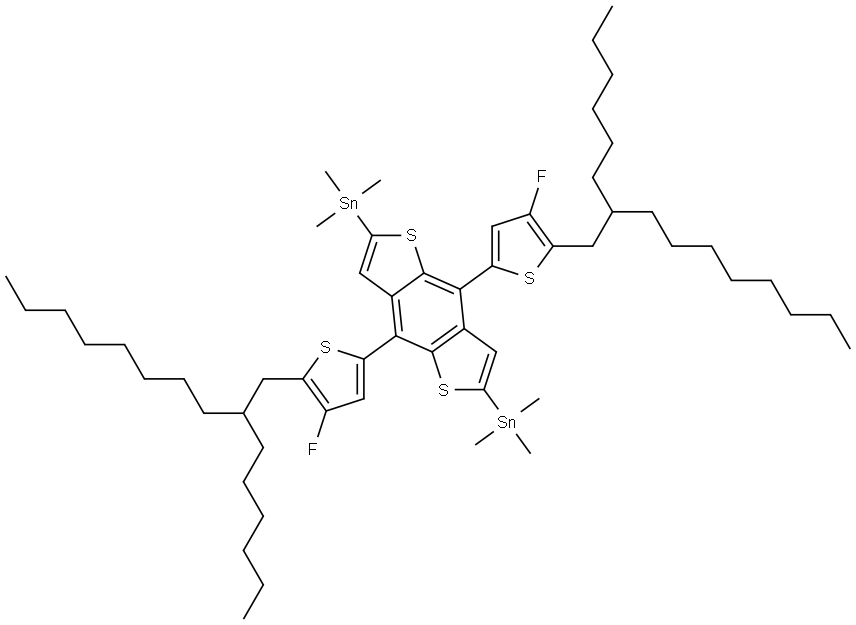 Stannane, 1,1′-[4,8-bis[4-fluoro-5-(2-hexyldecyl)-2-thienyl]benzo[1,2-b:4,5-b′]dithiophene-2,6-diyl]bis[1,1,1-trimethyl- Structural