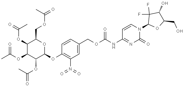 Cytidine, 2′-deoxy-2′,2′-difluoro-N-[[[3-nitro-4-[(2,3,4,6-tetra-O-acetyl-β-D-galactopyranosyl)oxy]phenyl]methoxy]carbonyl]- Structural