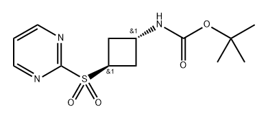 tert-Butyl ((1r,3r)-3-(pyrimidin-2-ylsulfonyl)cyclobutyl)carbamate Structural