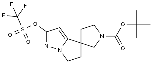 Spiro[pyrrolidine-3,4′-[4H]pyrrolo[1,2-b]pyrazole]-1-carboxylic acid, 5′,6′-dihydro-2′-[[(trifluoromethyl)sulfonyl]oxy]-, 1,1-dimethylethyl ester Structural