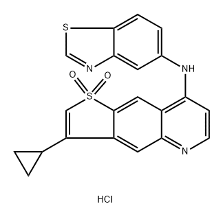 Thieno[2,3-g]quinolin-8-amine, N-5-benzothiazolyl-3-cyclopropyl-, 1,1-dioxide, hydrochloride (1:1) Structural