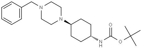Carbamic acid, N-[trans-4-[4-(phenylmethyl)-1-piperazinyl]cyclohexyl]-, 1,1-dimethylethyl ester Structural