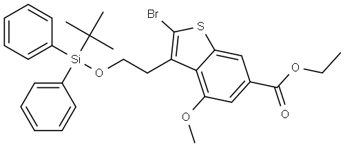 Benzo[b]thiophene-6-carboxylic acid, 2-bromo-3-[2-[[(1,1-dimethylethyl)diphenylsilyl]oxy]ethyl]-4-methoxy-, ethyl ester Structural