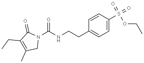 Benzenesulfonic acid, 4-[2-[[(3-ethyl-2,5-dihydro-4-methyl-2-oxo-1H-pyrrol-1-yl)carbonyl]amino]ethyl]-, ethyl ester Structural