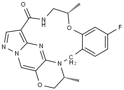 18,1-Metheno-6H-[1,4]oxazino[3,4-i]pyrazolo[4,3-f][1,4,8,10]benzoxatriazacyclotridecin-15(12H)-one, 9-fluoro-3,4,13,14-tetrahydro-4,12-dimethyl-, (4R,12S)- Structural