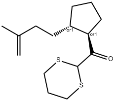 rel-1,3-Dithian-2-yl[(1R,2S)-2-(3-methyl-3-buten-1-yl)cyclopentyl]methanone Structural