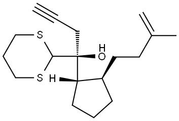 rel-(αR)-α-[(1R,2S)-2-(3-Methyl-3-buten-1-yl)cyclopentyl]-α-2-propyn-1-yl-1,3-dithiane-2-methanol Structural