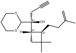 rel-(αR)-α-[(1R,2S)-3,3-Dimethyl-2-(3-methyl-3-buten-1-yl)cyclobutyl]-α-2-propyn-1-yl-1,3-dithiane-2-methanol Structural