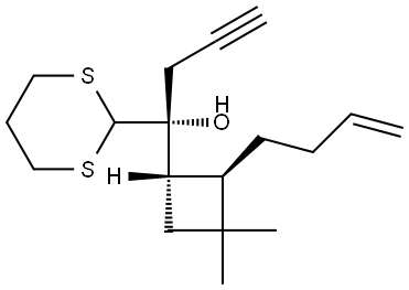 rel-(αS)-α-[(1R,2S)-2-(3-Buten-1-yl)-3,3-dimethylcyclobutyl]-α-2-propyn-1-yl-1,3-dithiane-2-methanol Structural