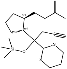 rel-2-[1-[(1R,2S)-2-(3-Methyl-3-buten-1-yl)cyclopentyl]-1-[(trimethylsilyl)oxy]-3-butyn-1-yl]-1,3-dithiane Structural
