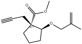rel-Methyl (1R,2S)-2-[(2-methyl-2-propen-1-yl)oxy]-1-(2-propyn-1-yl)cyclopentanecarboxylate Structural