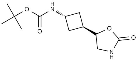 tert-butyl N-[trans-3-(2-oxo-1,3-oxazolidin-5-yl)cyclobutyl]carbamate Structural