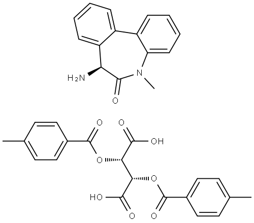 (S)-7-amino-5-methyl-5,7-dihydro-6H-dibenzo[b,d]azepin-6-one (2S,3S)-2,3-bis((4-methylbenzoyl)oxy)succinate Structural