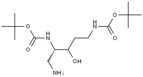 Di-tert-butyl ((4S)-5-amino-3-hydroxypentane-1,4-diyl)dicarbamate Structural