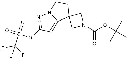 Spiro[azetidine-3,4′-[4H]pyrrolo[1,2-b]pyrazole]-1-carboxylic acid, 5′,6′-dihydro-2′-[[(trifluoromethyl)sulfonyl]oxy]-, 1,1-dimethylethyl ester Structural