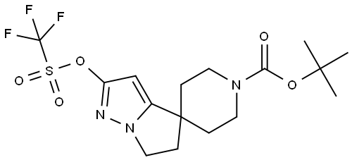 Spiro[piperidine-4,4′-[4H]pyrrolo[1,2-b]pyrazole]-1-carboxylic acid, 5′,6′-dihydro-2′-[[(trifluoromethyl)sulfonyl]oxy]-, 1,1-dimethylethyl ester Structural